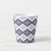 Shades of blue grey diamond pattern カフェラテマグ (正面)