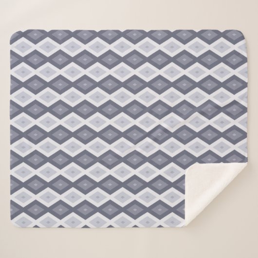 Shades of blue grey diamond pattern シェルパブランケット (正面(横))