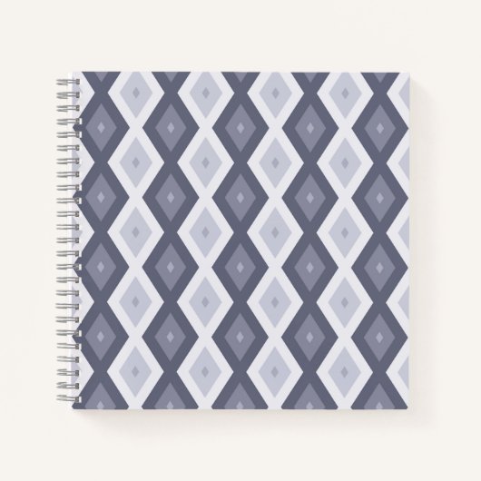 Shades of blue grey diamond pattern ノートブック (正面)