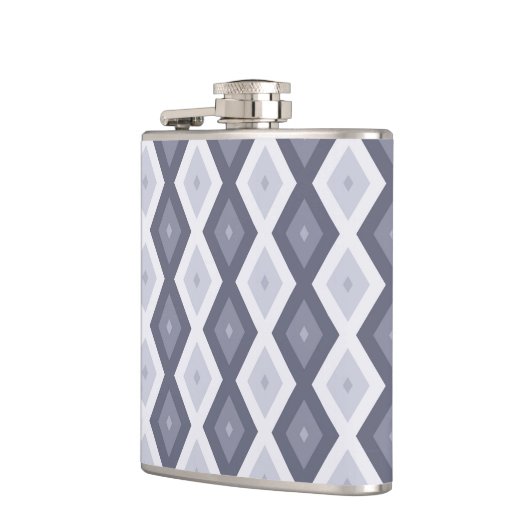 Shades of blue grey diamond pattern フラスク (左)
