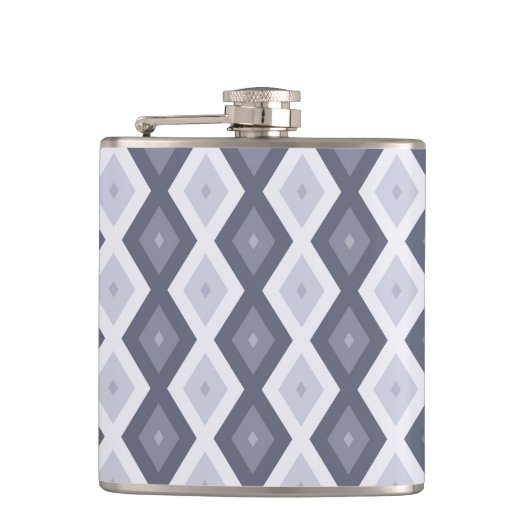 Shades of blue grey diamond pattern フラスク (正面)
