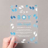Shades of Blue It's A Boyベビー足跡 アクリル招待状 (インサイチュ (ポータブル))