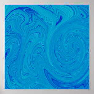 Shades Of Blue Liquid Artシック抽象芸術ポスター ポスター