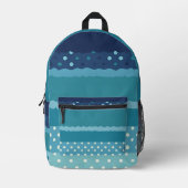 Shades of Blue Polka Dots Backpack プリントバックパック (正面)