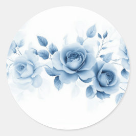 Shades of Blue Roses Vintage Floral Design ラウンドシール