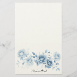 Shades of Blue Roses Vintage Floral Design 便箋