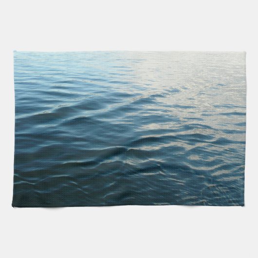 Shades of Blue Water抽象芸術自然撮影 キッチンタオル (横)