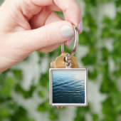 Shades of Blue Water抽象芸術自然撮影 キーホルダー (手)