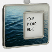 Shades of Blue Water抽象芸術自然撮影 シルバープレートフレームオーナメント (右)