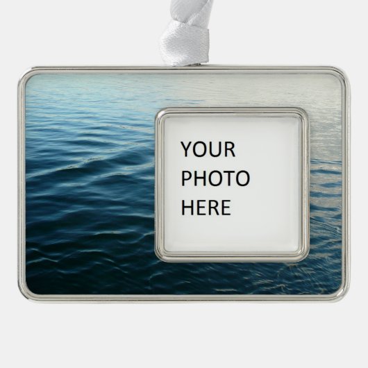 Shades of Blue Water抽象芸術自然撮影 シルバープレートフレームオーナメント (正面)