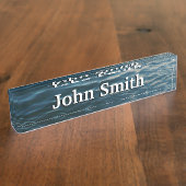 Shades of Blue Water抽象芸術自然撮影 デスクネームプレート (側面)