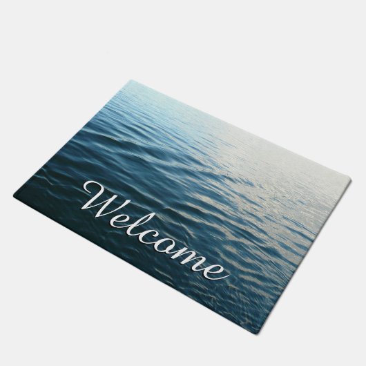 Shades of Blue Water抽象芸術自然撮影 ドアマット (アングル)