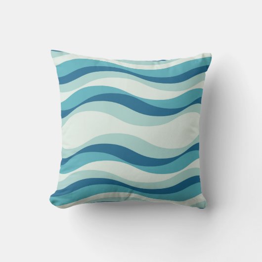 Shades of Blue Waves Pattern クッション (正面)