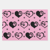 Shades of Complementary Pink Pawハート ラッピングペーパーシート (正面2)