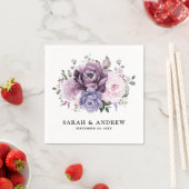 Shades of Dusty Purple開花ムーディフローラ結婚ズ スタンダードカクテルナプキン (インサイチュ)