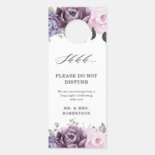 Shades of Dusty Purple開花ムーディフローラ結婚ズ ドアノブサイン