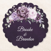 Shades of Dusty Purple開花ムーディフローラ結婚ズ ペーパーコースター (正面)