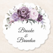 Shades of Dusty Purple開花ムーディフローラ結婚ズ ペーパーコースター (正面)
