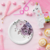 Shades of Dusty Purple開花ムーディフローラ結婚ズ ペーパープレート (パーティー)