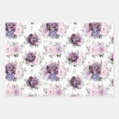 Shades of Dusty Purple開花ムーディフローラ結婚ズ ラッピングペーパーシート (正面)