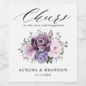 Shades of Dusty Purple開花ムーディフローラ結婚ズ ワインラベル (シングルラベル)