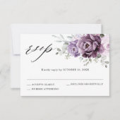 Shades of Dusty Purple開花ムーディフローラ結婚ズ 出欠カード (正面)