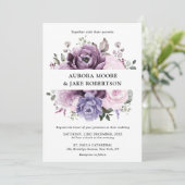 Shades of Dusty Purple開花ムーディフローラ結婚ズ 招待状 (スタンド正面)