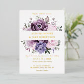 Shades of Dusty Purple開花ムーディフローラ結婚ズ 箔招待状 (立ち正面)