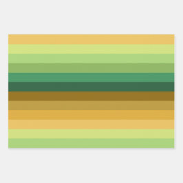 SHADES OF GREEN ORANGE BROWN GEOMETRIC PATTERNS ラッピングペーパーシート