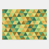 SHADES OF GREEN ORANGE BROWN GEOMETRIC PATTERNS ラッピングペーパーシート (正面3)