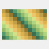 SHADES OF GREEN ORANGE BROWN GEOMETRIC PATTERNS ラッピングペーパーシート (正面3)