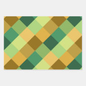 SHADES OF GREEN ORANGE BROWN GEOMETRIC PATTERNS ラッピングペーパーシート (正面)