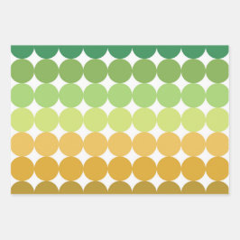 SHADES OF GREEN ORANGE BROWN GEOMETRIC PATTERNS ラッピングペーパーシート