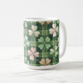 SHADES OF GREEN & PINK IRISH CELTIC SHAMROCKS  コーヒーマグカップ (正面右)