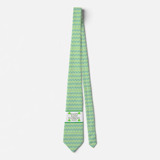 Shades Of Green Zig Zag Lines Neck Tie ネクタイ (正面)