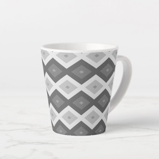 Shades of grey diamond pattern カフェラテマグ (右アングル)