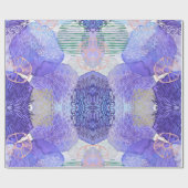 Shades of LavenderとGreen抽象芸術フラワーアプロ ラッピングペーパー (フラット)