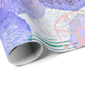 Shades of LavenderとGreen抽象芸術フラワーアプロ ラッピングペーパー (ロールコーナー)