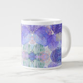 Shades of Lavender and Green抽象芸術花Cof ジャンボコーヒーマグカップ (正面右)