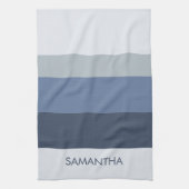 Shades of Modern Color Blocks Stripes Personalize キッチンタオル (縦)