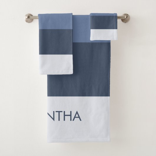 Shades of Modern Color Blocks Stripes Personalize バスタオルセット (インサイチュ)