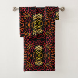 Shades Of Orange Red Yellow Ribbon Art Design バスタオルセット