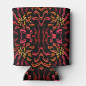 Shades Of Orange Red Yellow Ribbon Art Design 缶クーラー (裏面)