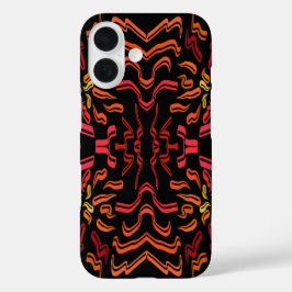 Shades Of Orange Red Yellow Ribbon Art Design iPhone 16ケース