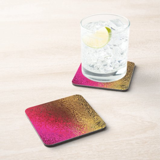 Shades of Pink and金ゴールド抽象芸術Cork Coaster コースター (右側)