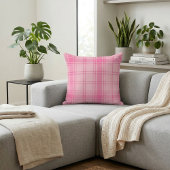 Shades of Pink Classic Tartan: Vibrant Pink Plaid クッション