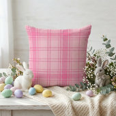 Shades of Pink Classic Tartan: Vibrant Pink Plaid クッション