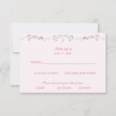 Shades of Pink Foliage Monogram RSVP Response Card (正面)