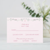 Shades of Pink Foliage Monogram RSVP Response Card (スタンド正面)
