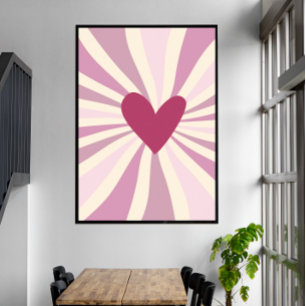 Shades of Pink Groovyハート ポスター